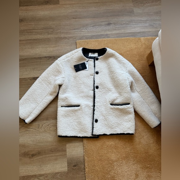 🎄NWT 4th & Reckless exclusive button detail faux shearling jacket in cream - Picture 5 of 11
